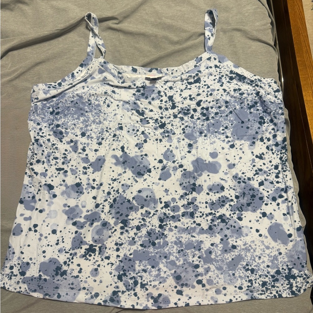 LuLaRoe 3XL Blue and White Splatter Camisole